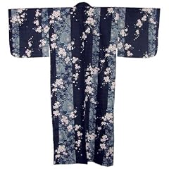 Kimono, Damen, "Sakura" (Kirschbl�te) blau mit Obi(G�rtel) Original aus Japan!