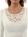 PattyBoutik Women's Scoop Neck Crochet Lace Inset Ribbed Blouse