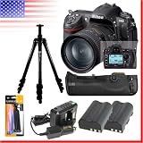 Nikon D300 Digital SLR Camera Body with 2 extra EN-EL3e batteries, travel charger, MB-D10 battery grip, Xplorer SB-6606T tripod, Fancier FT-9962 ball head, and deluxe cleaning kit.