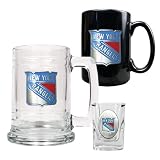 New York Rangers 15oz Tankard, 15oz Ceramic Mug & 2oz Shot Glass Set - Primary Logo NHL Hockey