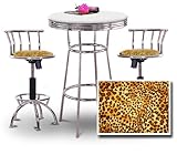 IMAGE OF Chrome Bar Table & 2 Chrome Adjustable 24