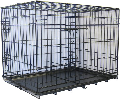 Go Pet Club 42 Inch Two Door Folding Metal Cage with Divider