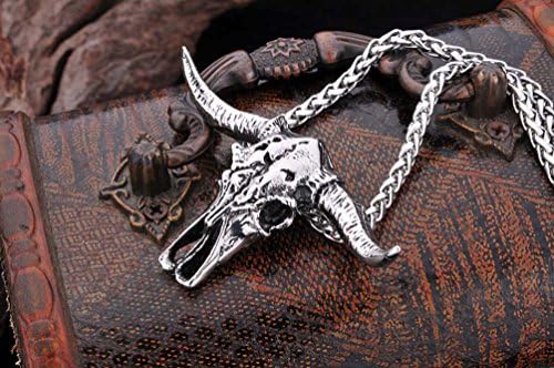 Clara Jewel Men's Punk Vintage Stainless Steel Gothic Cow Skull Pendant Necklace For Men For Boys