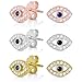 SPOIL CUPID 925 Sterling Silver CZ Simulated Diamond Mini Evil Eye Religious Symbol Stud Earrings