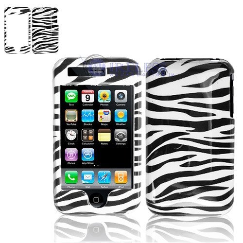 Black and White Stripes Zebra Skin Animal Design Snap-On Cover Hard Case Cell Phone Protector for Apple iPhone 3G