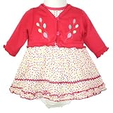 Multi Coloured Polka Dot Dress, Raspberry Shrug/Bolero with Embroidered Balloons, & Knickers Baby Girls 3 Piece Set (6-9 Months)
