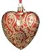 Reed & Barton Red Paisley Heart Blown Glass, Christmas Ornament