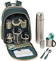 Maxam® 12pc Coffee Picnic Backpack Set 12PC PICNIC BACKPACK SET