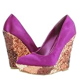 Bourbon Satin Gradient Sequin Wedge Pumps PURPLE