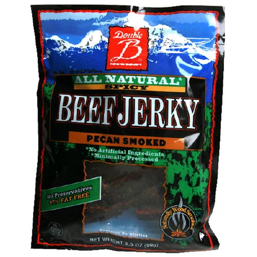 Double B Beef Jerky, Pecan Smoked, 3.5-Ounce Bag (Pack of 4) by Double B