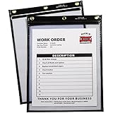 C-Line Heavy Duty Super Heavyweight Plus Stitched Shop Ticket Holder, Black, 9 x 12 Inches, Box of 15 Shop Ticket Holders (50912)