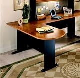 Natural Cherry and Slate Gray Peninsula Desk Series A Natural Cherry Collection by Bush Office Furni