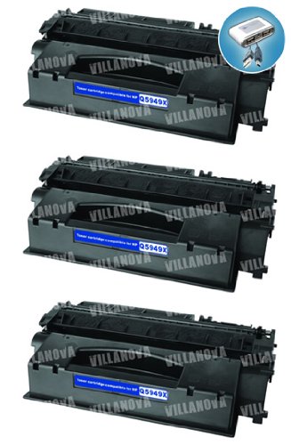 3 PACK: HP Q5949X (HP 49X) Remanufactured High Yield Black Laser Toner Cartri...