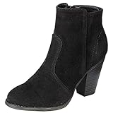 Breckelles Heather-34W Bootie Boots,8 B(M) US,Black Suede