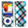 For iPod Nano 5 Hard Case Check Plaid Blue Brown Silver