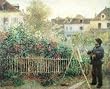 Pierre Auguste Renoir (Monet Painting in His Garden at Argenteuil) Art Poster Print - 22" X 28"
