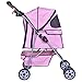 Pink 4 Wheels Pet Stroller Cat Dog Cage Stroller Travel Folding Carrier 04T