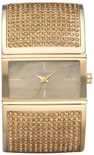 DKNY Gold Glitz Wide Bangle Mother-of-pearl Dial Women's watch #NY8042