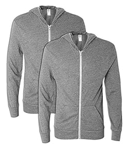 Alternative 01970E1 50% Polyester 38% Cotton 12% Rayon Men's Full Zip Hoodie Small Urban Grey - 2 Pack