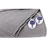 Soft Heat Luxury Micro-Fleece Low-Voltage Electric Heated Blanket, Full, Grey