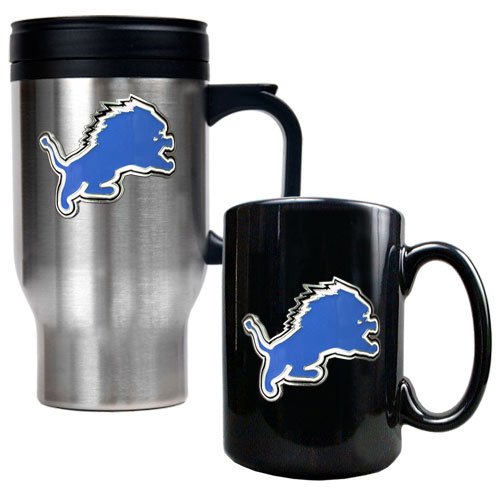 NFL Detroit Lions Travel Mug & Ceramic Mug Set - Primary Logo