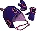 N'Ice Caps Girls Fully Lined Micro Fleece Hat And Mitten Set with Appliques