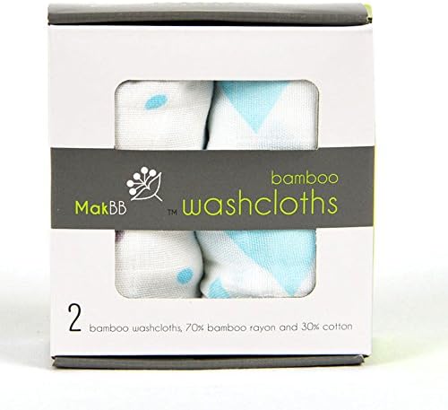 MakBB Ultra Soft Baby Washcloths, Bamboo Rayon, 2 count 8" x 8" (Blue - Boy)