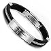 Men's Fashion Cross Stainless Steel Rubber Bracelet Bangle Cuff Silver Black Greek Tribal Punk Vintage