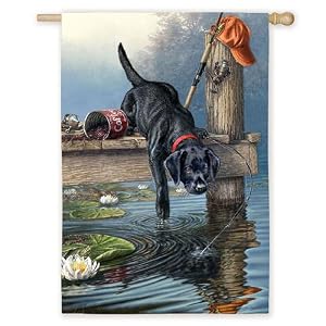 Black Lab Ripples Pond Fishing Mini Flag