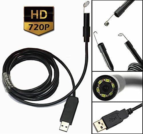 NEW! 2 Million Pixels CMOS 5M/16FT USB Waterproof HD 6-LED adjustable light Borescope Endoscope Inspection flexible Tube Visual 9mm snake Camera + hook and magnet for Video/Images 62° angle 30FPS IP67 1/5" COMS 1600x1200. 1-Year Warranty & Lifetime Maintenance. Uses: Automotive, engine, mechanical, plumbing, air conditioning, maintenance, machine, boat, aircraft, duct, wall, drain, chimney, toilet, pipe, HVAC, well, gaps, holes, under water, sewer, ear, nose, throat, oral, and more - TS4X