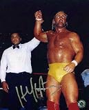 Hulk Hogan Autographed 8 x 10 Black and White Photograph with Muhammad Ali (Unframed)
