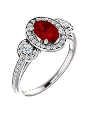 Platinum 7.00x5.00mm Oval Cut Ruby and Diamond Ring -- LIFETIME WARRANTY