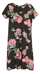 Plus Size Short Gathered Floral Print Geometric Print Cotton/Knit Short Sleeves Notched Notched Collar Scoop Neck  Dress