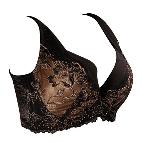 Leutus Women's Cora Grace Chiffon Comfort Support Bra 38C Black Apparel