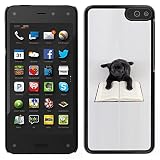 Hard PC Protective Case Smartphone Case Cover for Amazon Fire Phone // Black Pug Toy Dog Book Reading Books // CooleCell