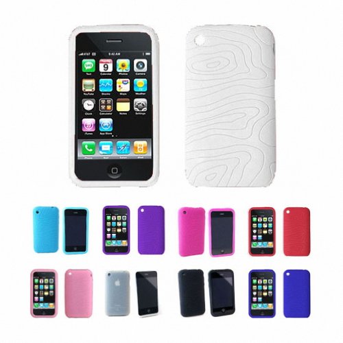 Apple iPhone 3G 3Gs 8GB 16GB 32GB Textured Silicone Skin Case Cover - White - One Size