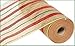 Christmas Mesh | 10 inch x 30 feet Poly Jute Metallic Ribbon (Red Lime Emerald Green) : RY800945