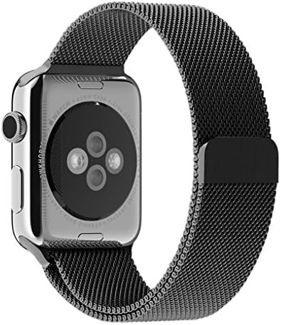 Apple Watch Band, PhoneWatch Milanese Loop Stainless Steel Magnetic Clasp Bracelet Wrist Band Link Replacement Watch Strap for Apple Watch All Models - Black 42mm