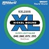 D'Addario EXL220S Nickel Wound Bass Guitar Strings, Super Light, 40-95, Short  Scale