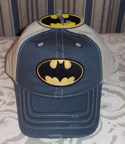  DC Comics BATMAN Logo Flat Distressed Gray Baseball Cap HAT
