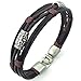 KONOV Mens Womens Leather Rope Bracelet, Tribal Braided Cuff Bangle, Brown Black Silver