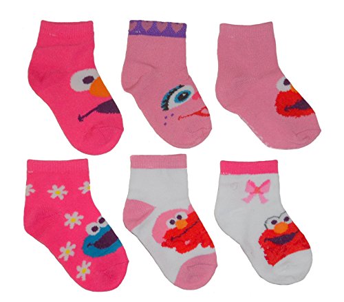 Sesame Street Baby Girls' Elmo Socks 6 pk