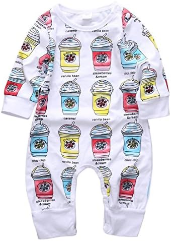 Toddler Baby Boys Girls Romper Full Ice-cream Print Long Sleeve Jumpsuit (95(18-24M))