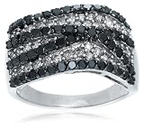 Sterling Silver Black and White Diamond Ring