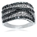 Sterling Silver Black and White Diamond Ring