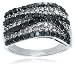 Jewelry : Sterling Silver Black and White Diamond Ring