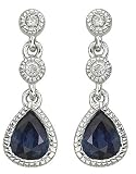 14K White Gold Sapphire and Diamond Earrings
