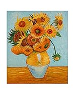 Arte Dal Mondo Pintura al Óleo sobre Linezo Van Gogh Vaso Con Girasoli