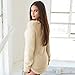 Canserin Women Sweater, Womens Casual Solid Long Sleeve Jumper Sweaters Autumn Winter Fashion Sweater Warm Blouse Sweatshirt Tops 10 Colors Size US 4-10 (M, Beige)
