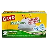 Glad Tall Kitchen Drawstring, Odor Shield, Vanilla Scent, 13 Gallon, 40 Count